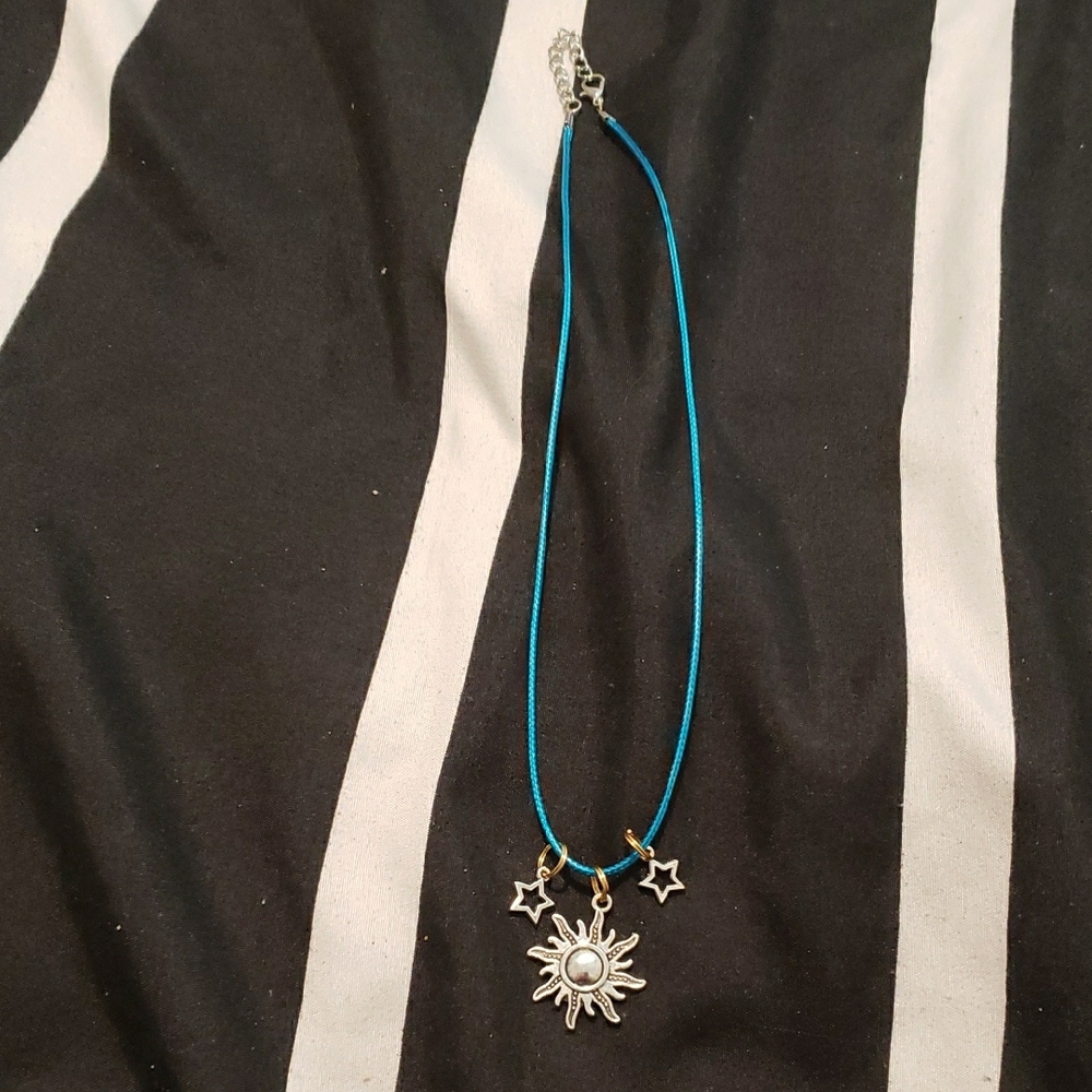 Silver Sun and Stars Pendant Necklace
